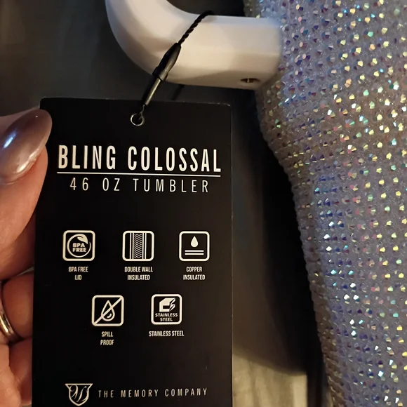 Crystal Bling Tumbler with Orange Chicago Bear Logo - Picture 5 of 5